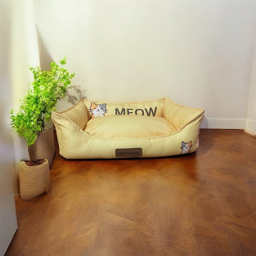 Sarı Parlak Kedi Yatağı - Görsel 2