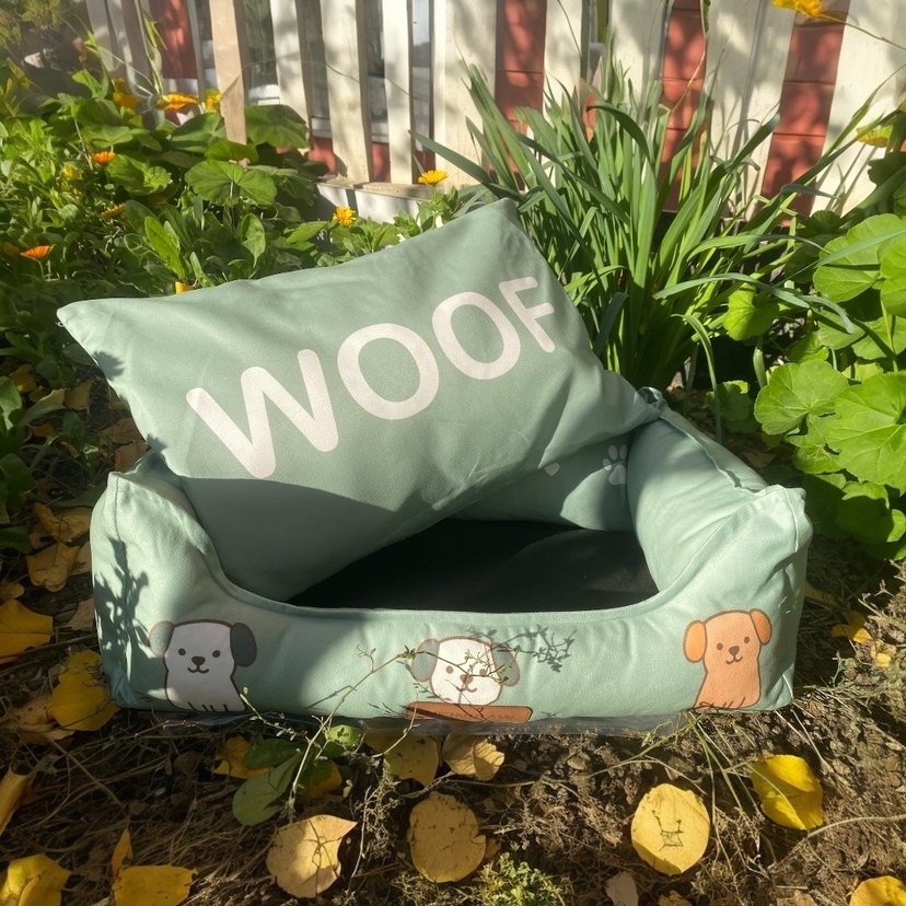 Yeşil Desenli Küçük Irk Köpek Yatağı - Görsel 3