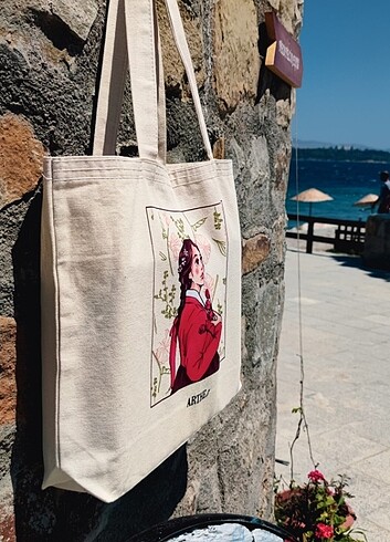 Diğer Arthe Vintage Çiçekli Desenli Kanvas Tote Çanta