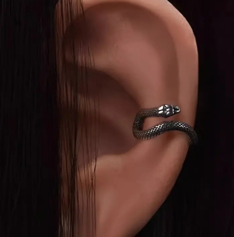 Kahverengi Yılan Desenli Kadın Kulak Küpesi - Görsel 2