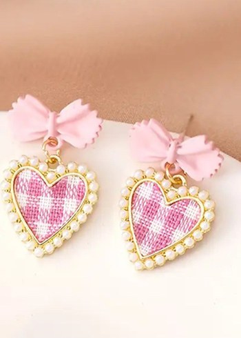 Accessorize Pembe Vintage Fiyonk Kalp Küpe