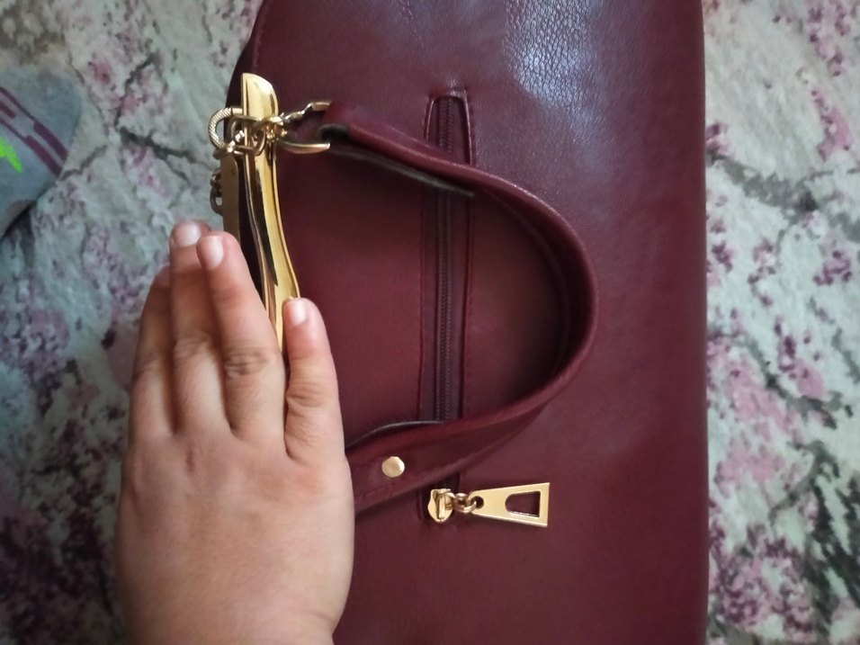 Klasik Bordo Deri Kadın Çanta - Görsel 3