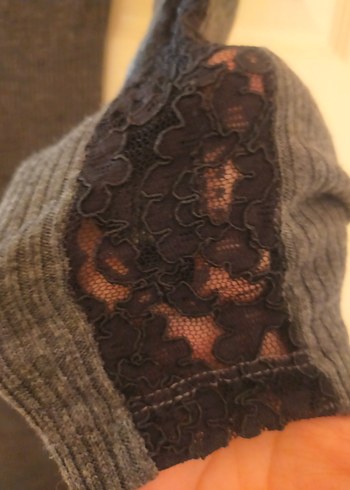 Uzun Gri Yünlü Yüksek Yakalı Kadın Elbise - Görsel 2