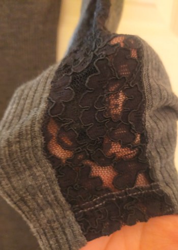 Uzun Gri Yünlü Yüksek Yakalı Kadın Elbise - Görsel 3