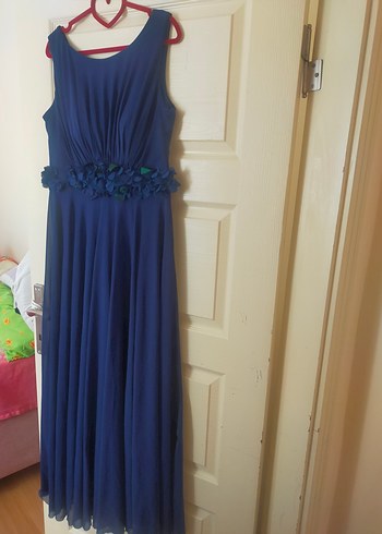 Uzun Lacivert Kadın Abiye Elbise - Görsel 9