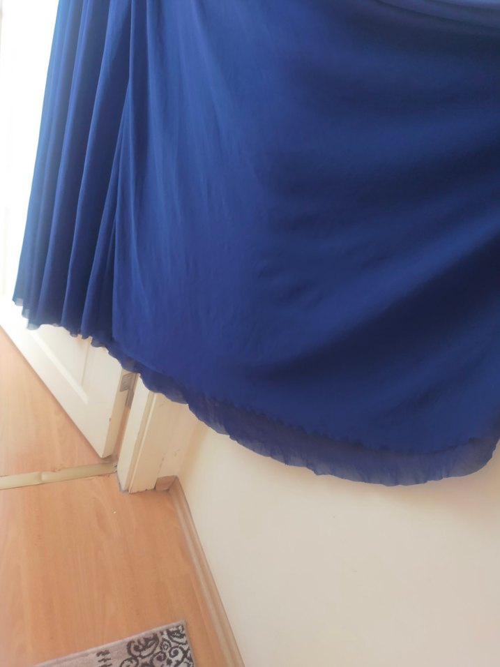 Uzun Lacivert Kadın Abiye Elbise - Görsel 4