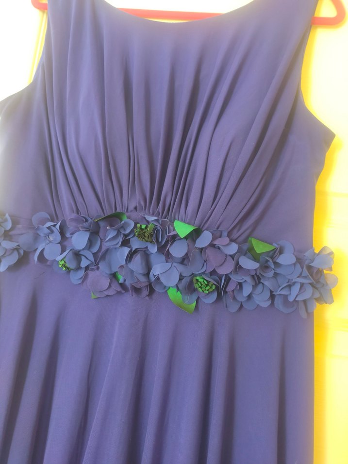 Uzun Lacivert Kadın Abiye Elbise - Görsel 5