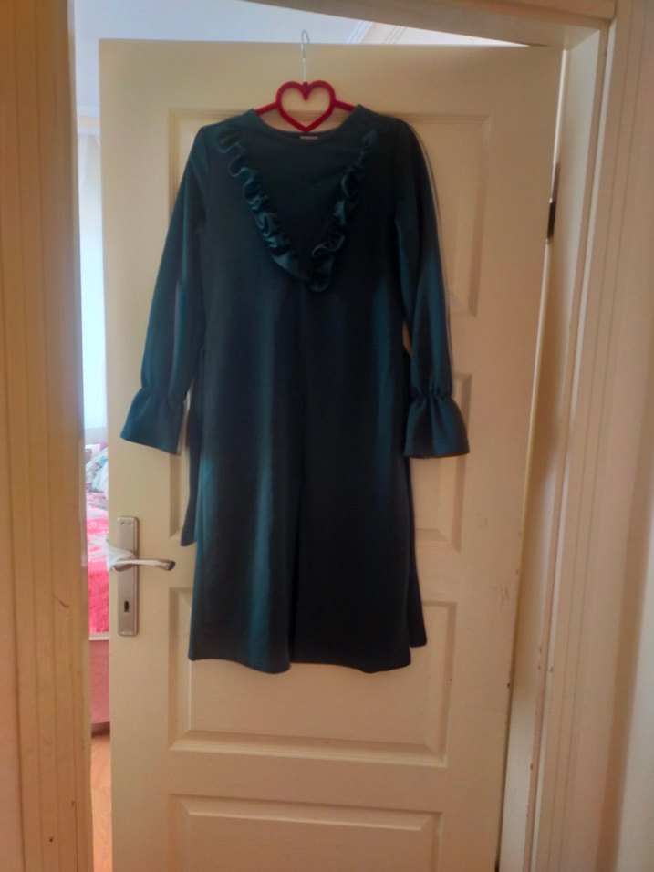 Uzun Turkuaz Bohem Kadın Elbise - Görsel 3