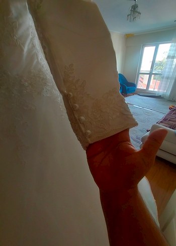 Vintage Beyaz Uzun Kollu Prenses Gelinlik - Görsel 9