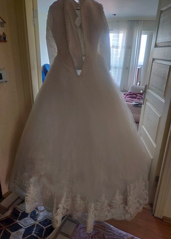 Vintage Beyaz Uzun Kollu Prenses Gelinlik - Görsel 17