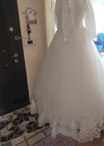 Vintage Beyaz Uzun Kollu Prenses Gelinlik - Görsel 15