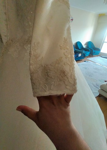 Vintage Beyaz Uzun Kollu Prenses Gelinlik - Görsel 8