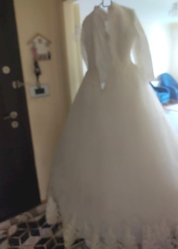 Vintage Beyaz Uzun Kollu Prenses Gelinlik - Görsel 14