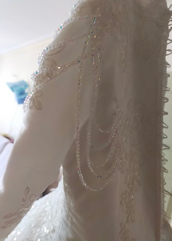 Vintage Beyaz Uzun Kollu Prenses Gelinlik - Görsel 10