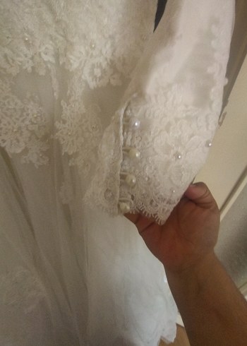 Vintage Uzun Kollu Prenses Gelinlik - Görsel 5