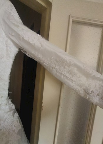 Vintage Uzun Kollu Prenses Gelinlik - Görsel 10