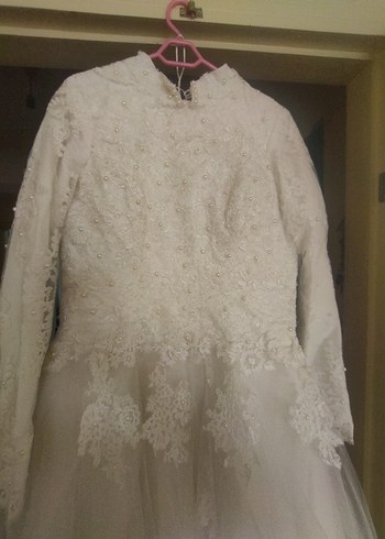 Vintage Uzun Kollu Prenses Gelinlik - Görsel 9