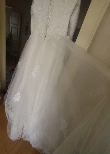 Vintage Uzun Kollu Prenses Gelinlik - Görsel 12