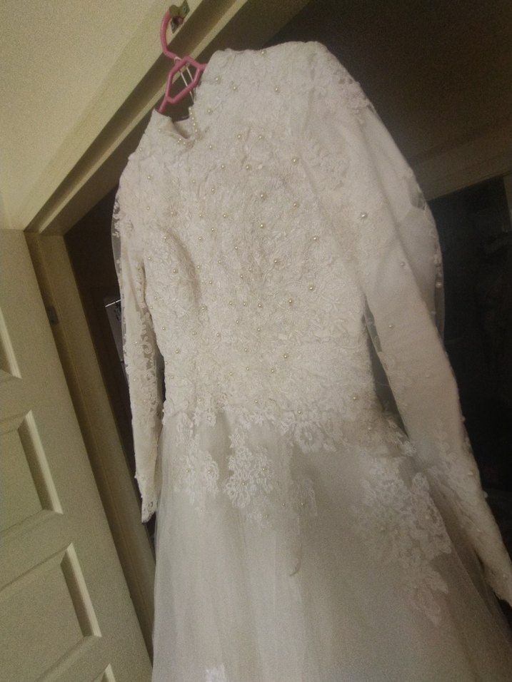 Vintage Uzun Kollu Prenses Gelinlik - Görsel 2