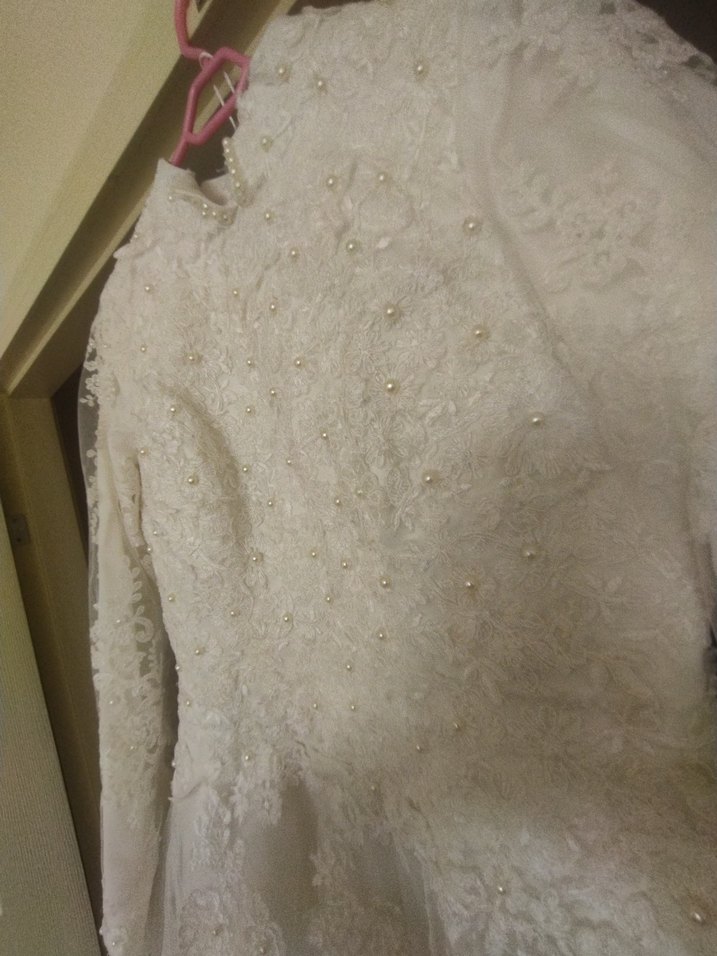 Vintage Uzun Kollu Prenses Gelinlik - Görsel 4