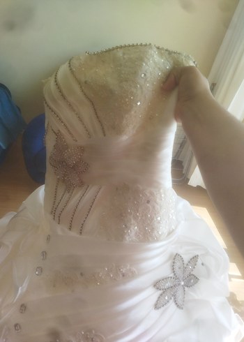 Beyaz tek askılı eski model gelinlik 38 beden - Görsel 13