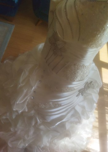 Beyaz tek askılı eski model gelinlik 38 beden - Görsel 8