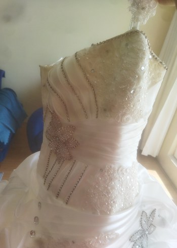 Beyaz tek askılı eski model gelinlik 38 beden - Görsel 14