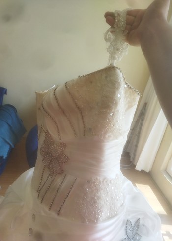 Beyaz tek askılı eski model gelinlik 38 beden - Görsel 10