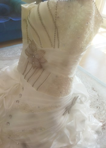 Beyaz tek askılı eski model gelinlik 38 beden - Görsel 6