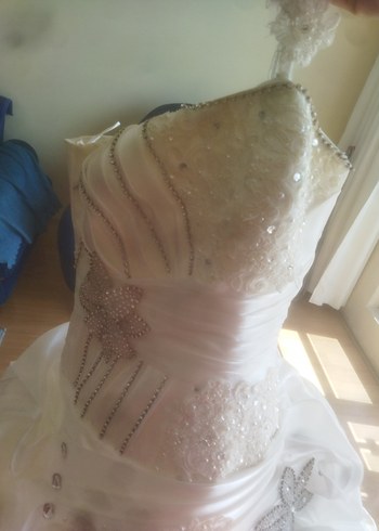 Beyaz tek askılı eski model gelinlik 38 beden - Görsel 9