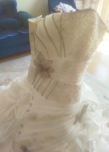 Beyaz tek askılı eski model gelinlik 38 beden - Görsel 5