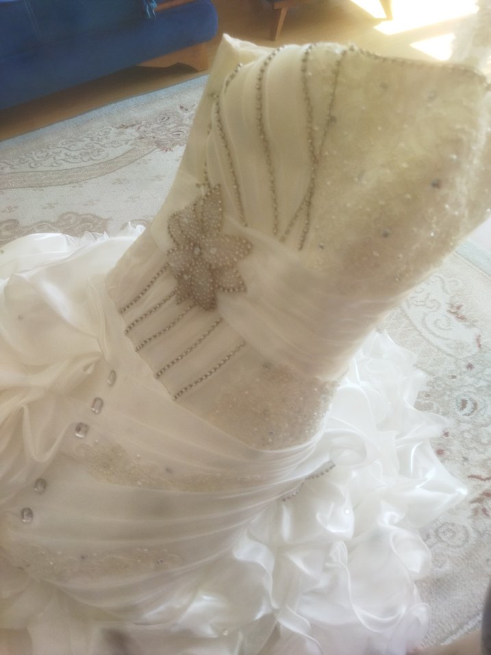 Beyaz tek askılı eski model gelinlik 38 beden - Görsel 2