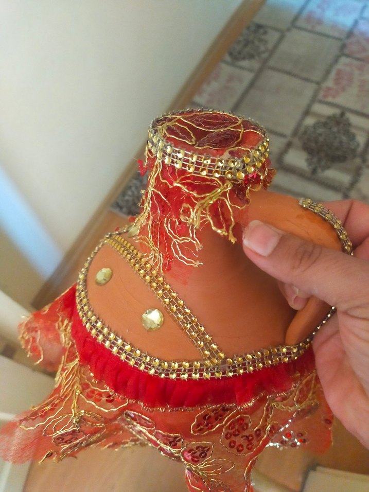 Kırmızı Nakışlı pusgullu testi - Görsel 2