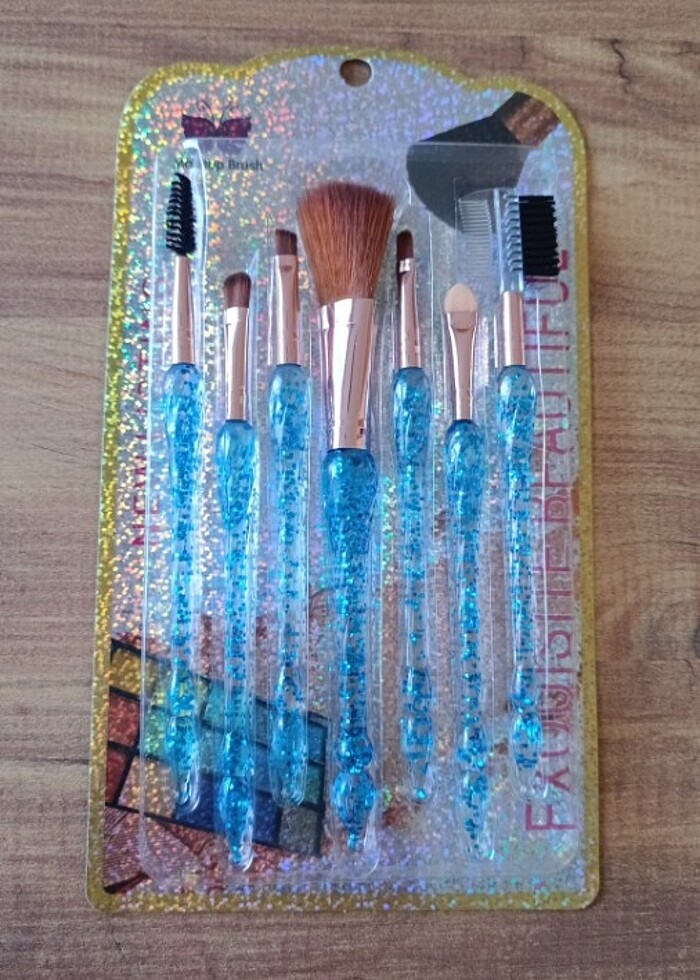 7li makyaj fırçası seti mavi simli  - Görsel 2