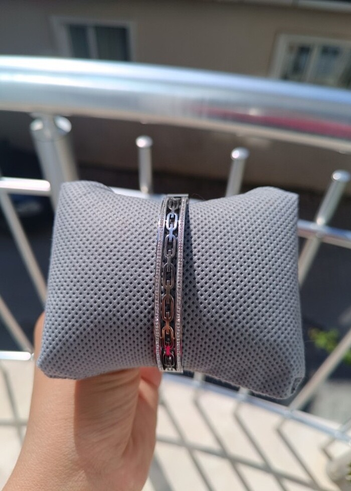 Yanları taşlı sonsuz çelik bileklik  - Görsel 2