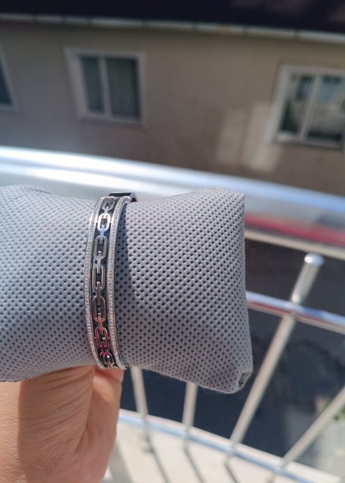 Yanları taşlı sonsuz çelik bileklik  - Görsel 3