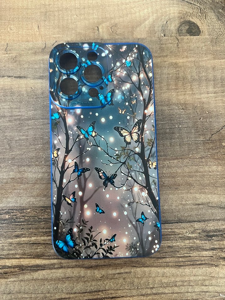 Mavi Kelebekli iphone 13 pro uyumlu telefon kilifi - Görsel 2