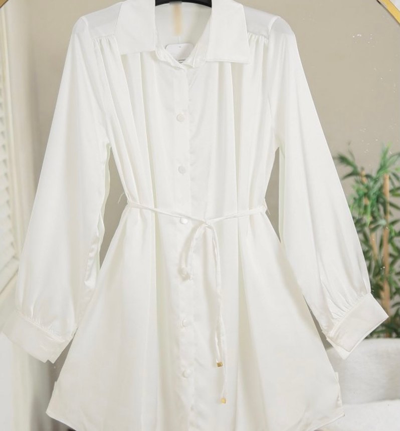 Beyaz saten kadin gömlek - Görsel 2