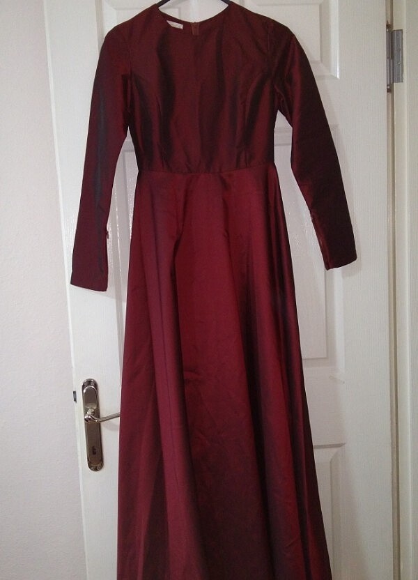 Bordo tesettür abiye elbise - Görsel 3