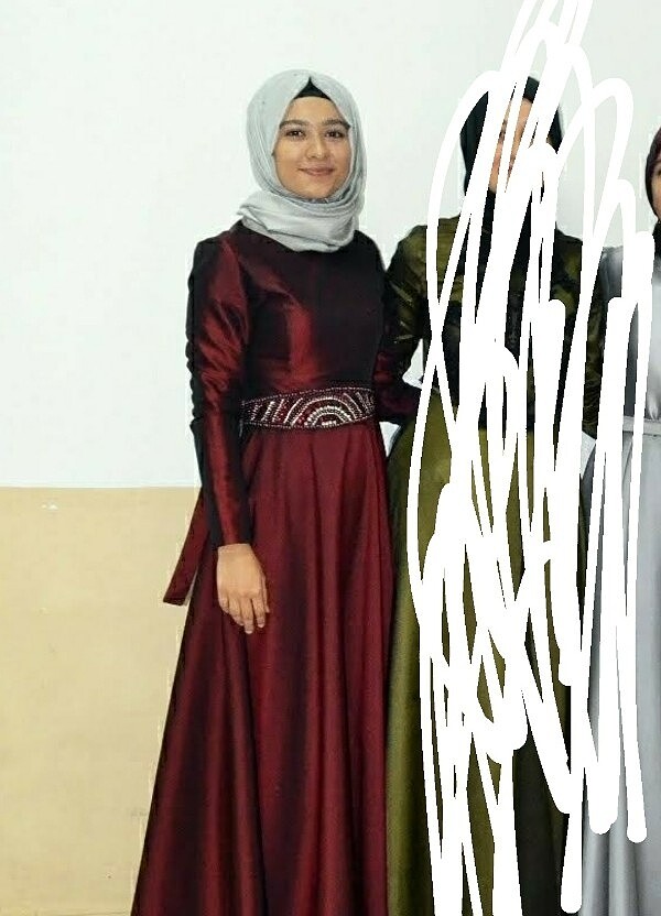 Bordo tesettür abiye elbise - Görsel 4