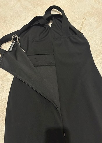 Siyah Drapeli V Yakalı Midi Kadın Elbise - Görsel 4