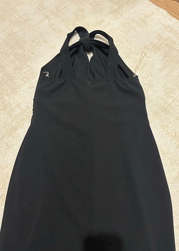 Siyah Drapeli V Yakalı Midi Kadın Elbise - Görsel 3