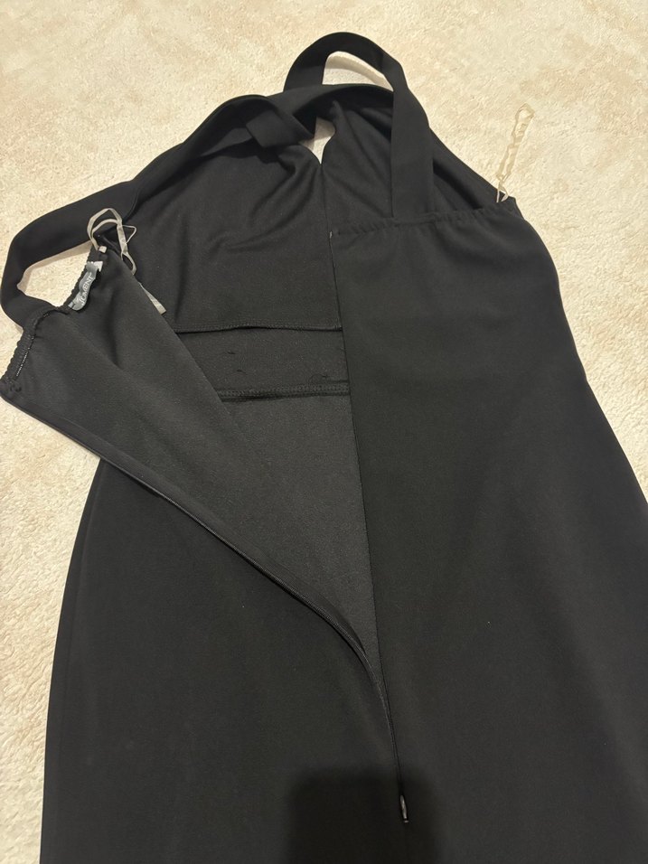 Siyah Drapeli V Yakalı Midi Kadın Elbise - Görsel 4