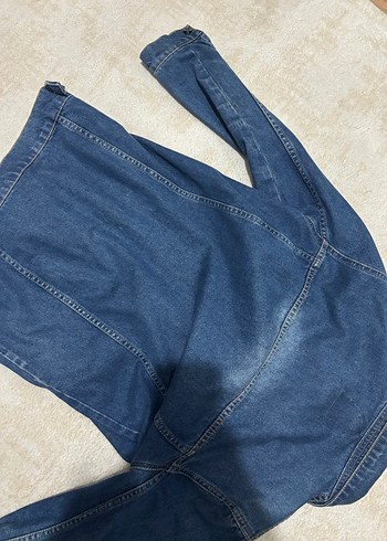 Düğmeli Mavi Kadın Denim Ceket - Görsel 4