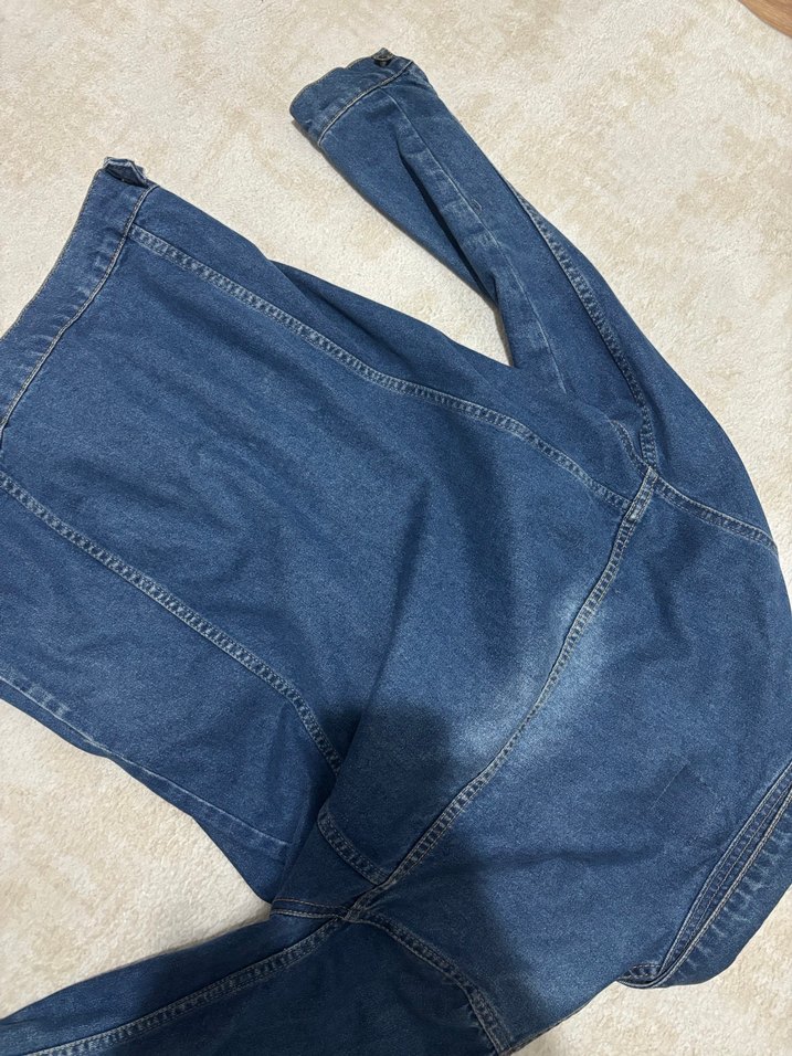 Düğmeli Mavi Kadın Denim Ceket - Görsel 4