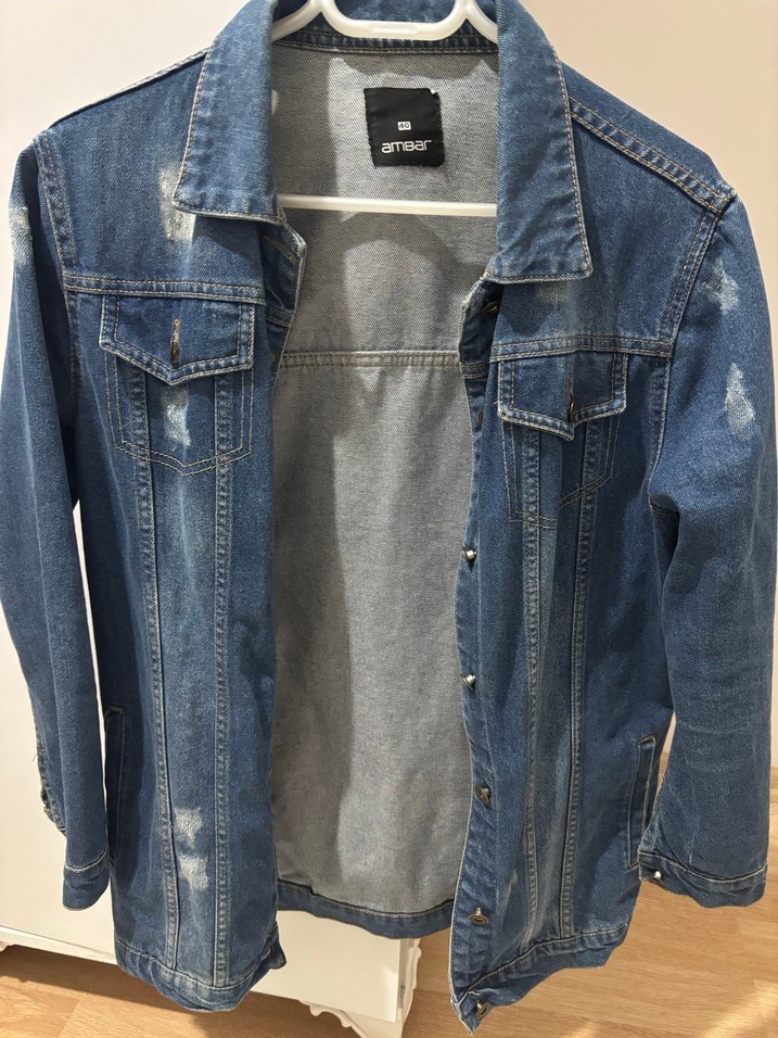 Düğmeli Mavi Kadın Denim Ceket - Görsel 2