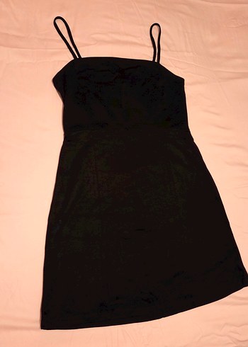 bershka siyah mini askılı elbise - Görsel 5