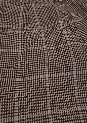 zara ekoseli mavi kumaş pantolon kısa paçalı - Görsel 5