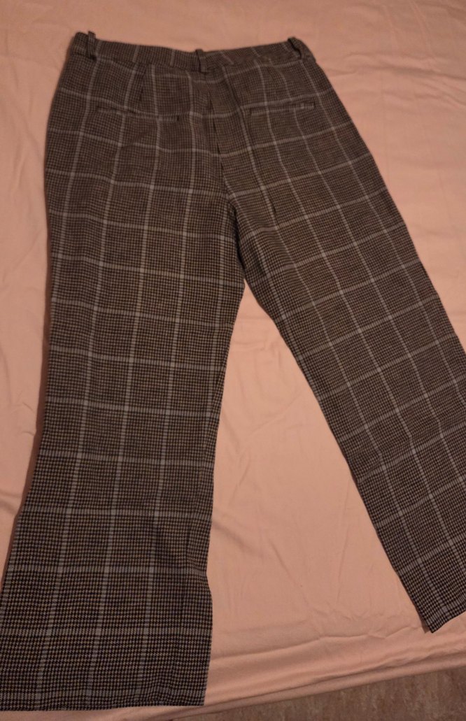 zara ekoseli mavi kumaş pantolon kısa paçalı - Görsel 2