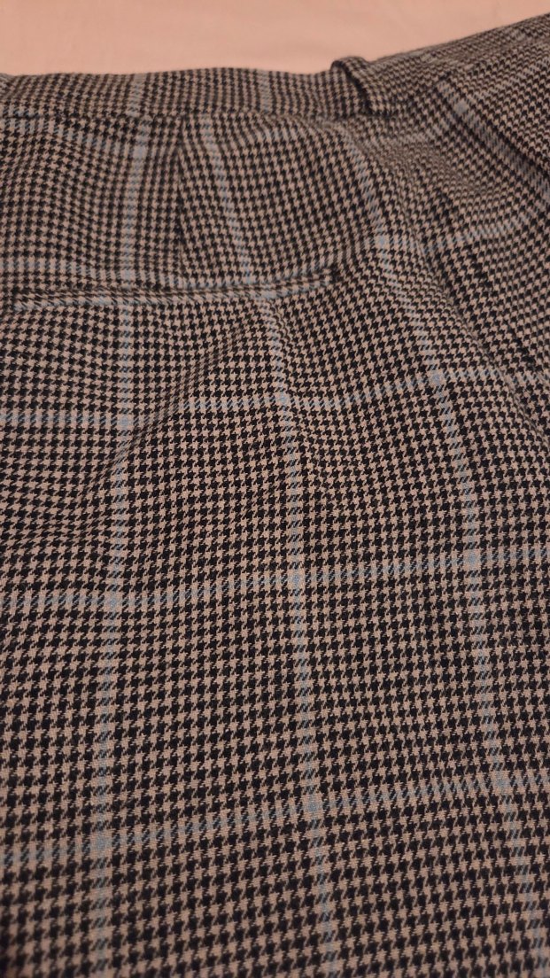 zara ekoseli mavi kumaş pantolon kısa paçalı - Görsel 5